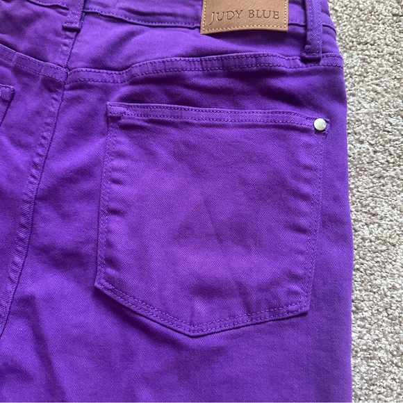 Judy Blue Violet Hi-Rise Tummy Control Purple Denim Shorts Womens Size XL Summer - Picture 13 of 16